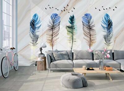 3D Colored Feathers ZHUA5443 Wallpaper Wall Murals Removable Self-adhesive Amy