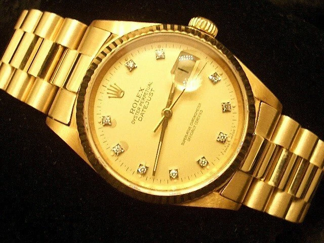 Rolex Datejust 16018 Mens Solid 18k Yellow Gold Watch FACTORY