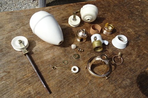 1925 orig. KERAMIK ZUGLAMPE LAMPENZUG Deckenzuglampe Deckenlampe Pendelleuchte - Bild 3 von 18