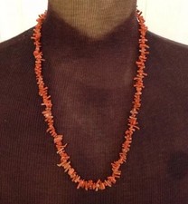 Collar CORAL Real Vintage Rama Natural LARGO 27" Hilo Rosa Color Salmón