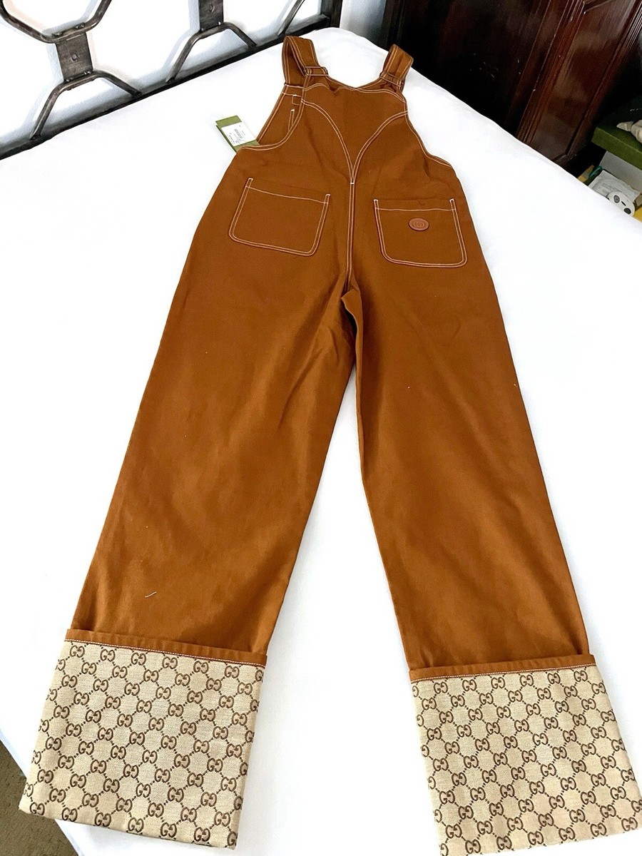 $2600 Gucci Brown Canvas GG Monogram Overalls 717761 $2600 Gucci Brown Canvas GG Monogram Overalls 717761