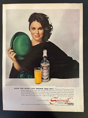 Vtg 1960s Smirnoff-The Greatest Name in Vodka-Erin O'Brien-Irish Actress-Star