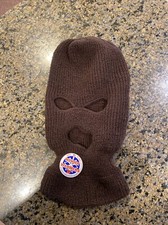 Vintage Knit Ski Mask Balaclava 70s Robber Mask Full Face 3 Hole Brown