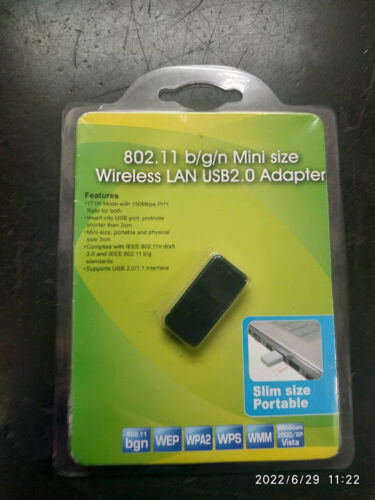 802.11 b/g/n mini size wireless lan usb2.0 adapter - Photo 1/1