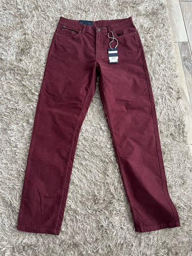 Crew Kleidung Burgund Cord gerade Jeans W 32 L 31 neu mit Etikett - Bild 3 von 4
