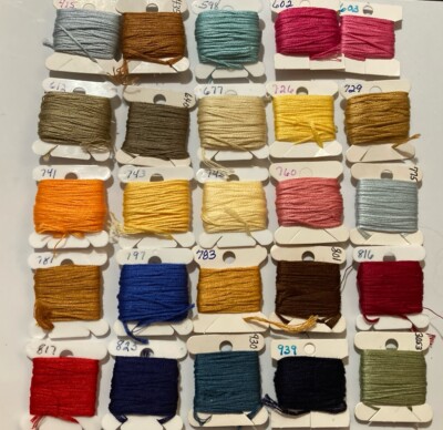 DMC Embroidery Floss Lot of 25 Labeled Cotton Thread on Cards Lot #57
