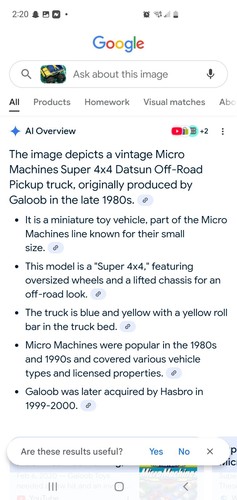 Vintage Super 4x4 Micro Machine Datsun Pickup Monster Truck in Blue and Yellow - Picture 8 of 8