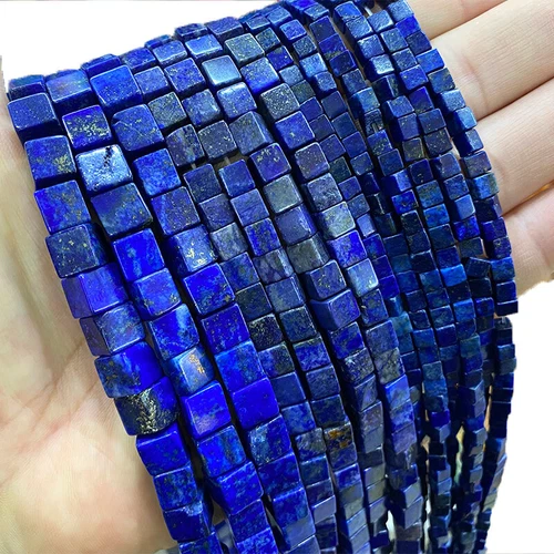 Natural 4/6/8mm Square Gemstone Loose Spacer Beads for Jewelry DIY Making 15.5'' - Bild 39 von 49