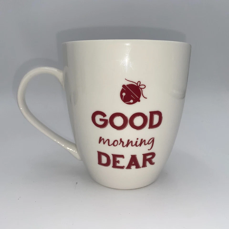 Taza Pfaltzgraff Blanca Roja Buenos Días Querido Ciervo Silueta Foto 2 de 4