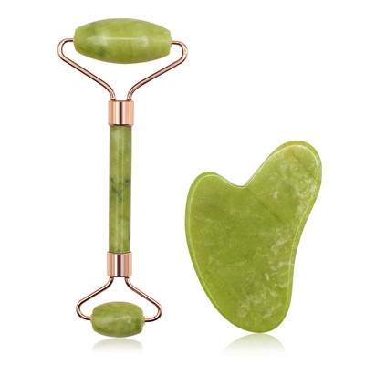 Gua Sha Facial Jade Roller Natural Stone Facial Massage Tool for Face Eyes Neck