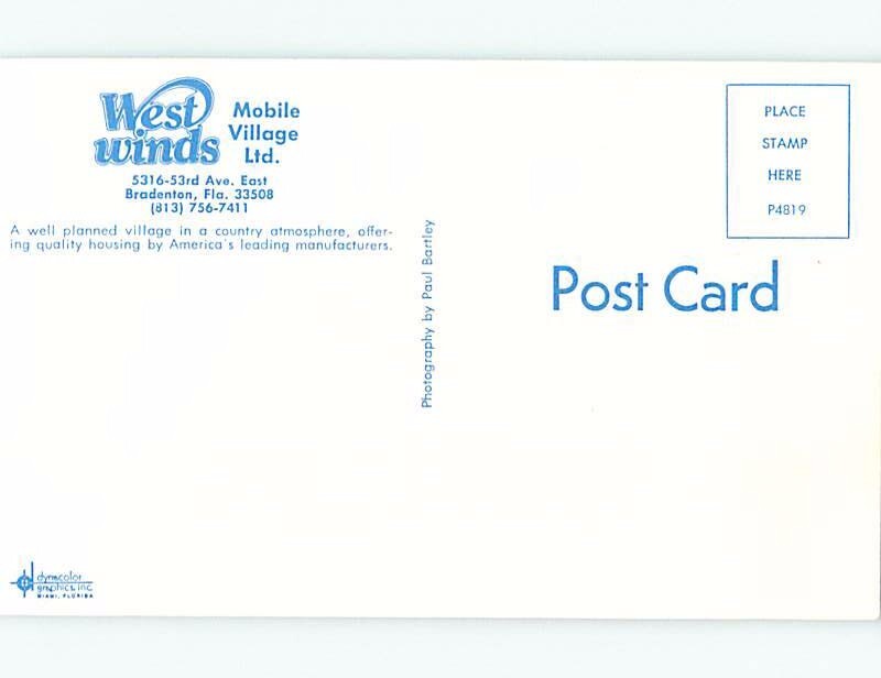 Unused Pre1980 WEST WINDS MOBILE VILLAGE Bradenton Florida FL c4548 eBay