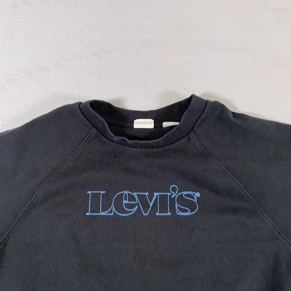 Levi's Sudadera Recortada Mujer Mediana Negra Pullover Algodón Suéter Damas U60 Foto 2 de 4