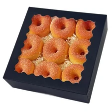 8x8x2.5 Inch Black Pastry Box With Window Donut Pie Boxes 12pcs Bakery Box Au...