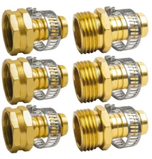 Aluminum Garden Water Hose Connector Female Male Repair Kit Ends Fitting Clamp 3