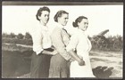 3 Bosom Buddies & Black Buggy in Background Pre-1920 RPPC Photo Postcard