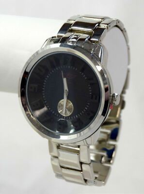 NEW NY London 2864 3D Design Dial Black Numerals Silver Bracelet Analog Watch