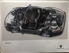 Porsche 911 Carrera S Cutaway Original Factory Showroom Rare Car Poster 😎
