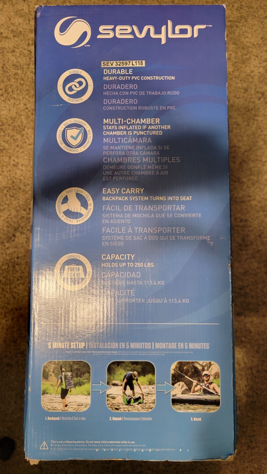 SEVYLOR QUIKPAK K5 INFLATABLE KAYAK BUNDLE BRAND NEW IN SEALED BOX FREE SHIPPING