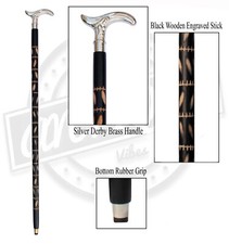 Antique Walking Stick Silver Brass Mermaid Handle Wooden Cane Women Girl Gift