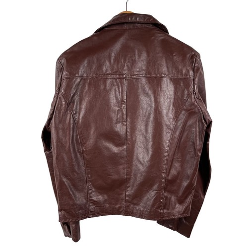 VTG Sears the Leather Shop Lined Brown Leather Moto Jacket Sz 40R - Picture 2 of 8