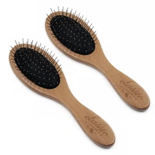 2-Piece Set Pet Brush Grooming Dog Cat Coat Hair Fure Cleaner Wood Handle Comb
