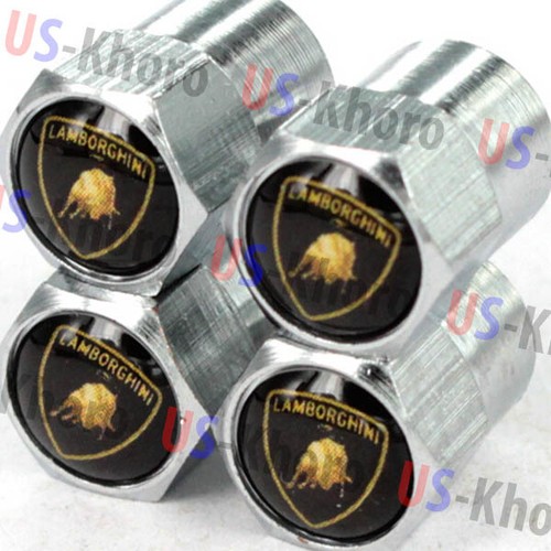Lambo Logo Valves Stems Caps Covers Chromed Wheel Tire Emblem USA eBay