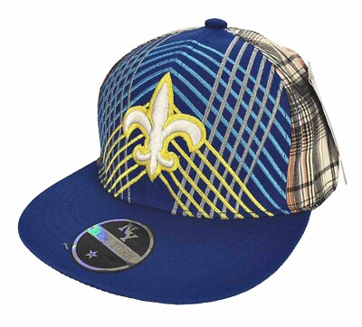 Fleur-De-Lis Symbol Louisiana Flat Bill Fitted Size 7-1/2 Ball Cap Embroidered