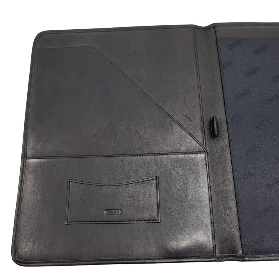 Coach Black Leather Padfolio Organizer Coach Inner Pockets Professional