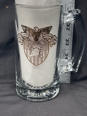West Point USMA Gold Emblem Glass Beer Stein Mug