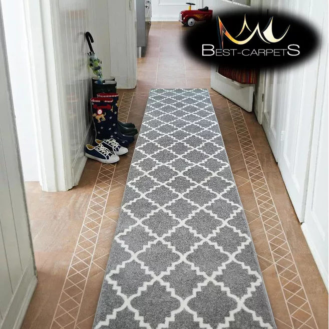 Modern Thick Hall Runner SKETCH TRELLIS grey Width 60 120cm extra