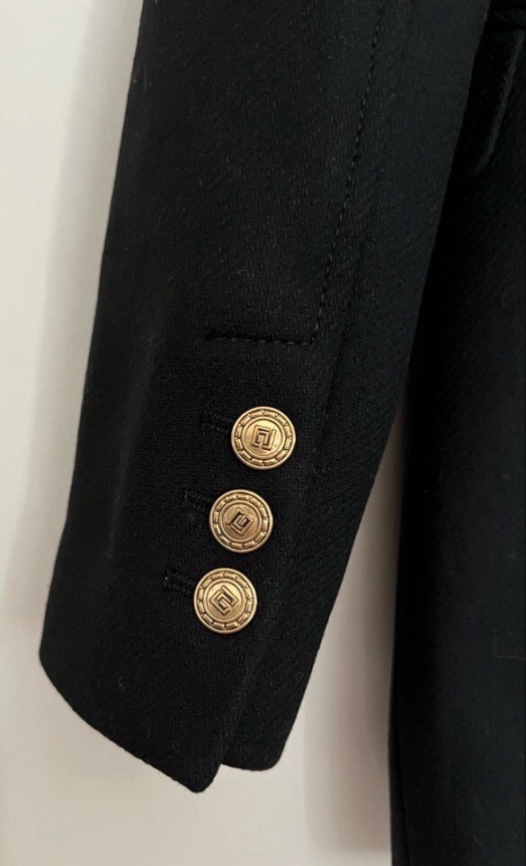 Zara GOLD BUTTON WOOL BLEND MANTECO COAT BLACK size XS | eBay