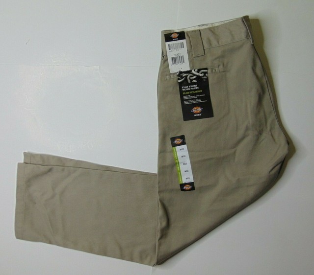 NEW Dickies Men 36 x 32 Slim Straight Work Pants Beige Outdoor Plain Front | eBay