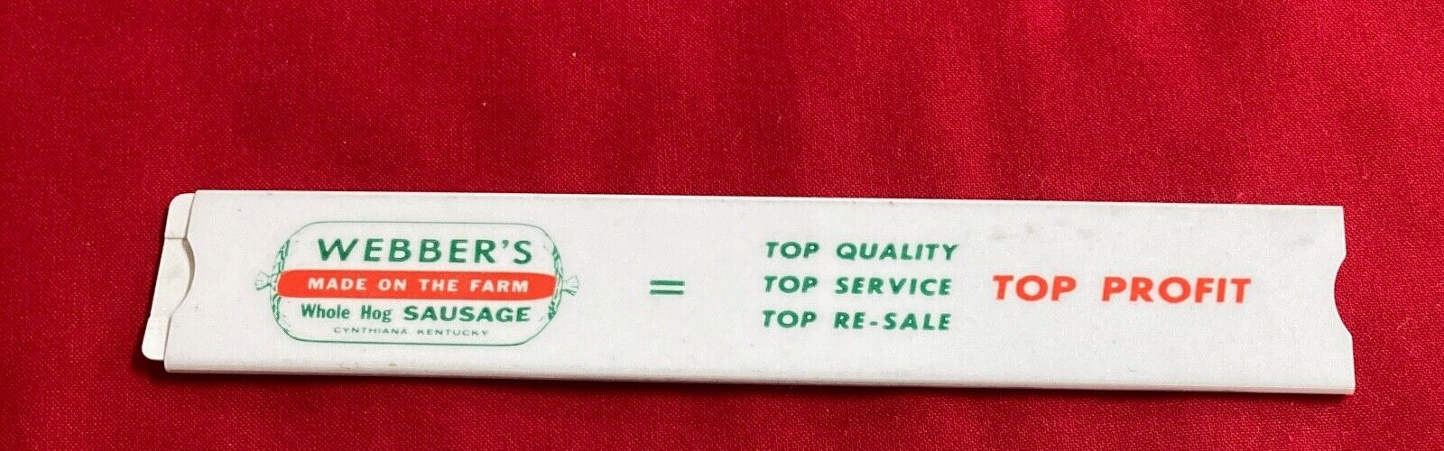 Webber's Sausage Cynthiana KY Cost & Selling Price Indicator Slide Rule Vintage
