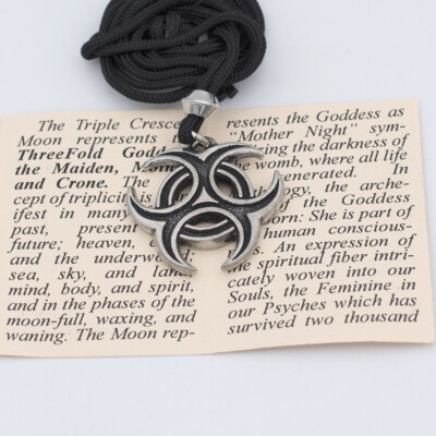 TRIPLE MOON pendant Goddess Magic Pendant Necklace 2 sided Crescent Moon amulet