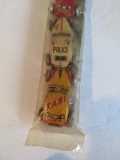 Vintage 1950s Nakamura Toys Tin Litho Cars Taxi Police Fire Ambulance Japan MOC