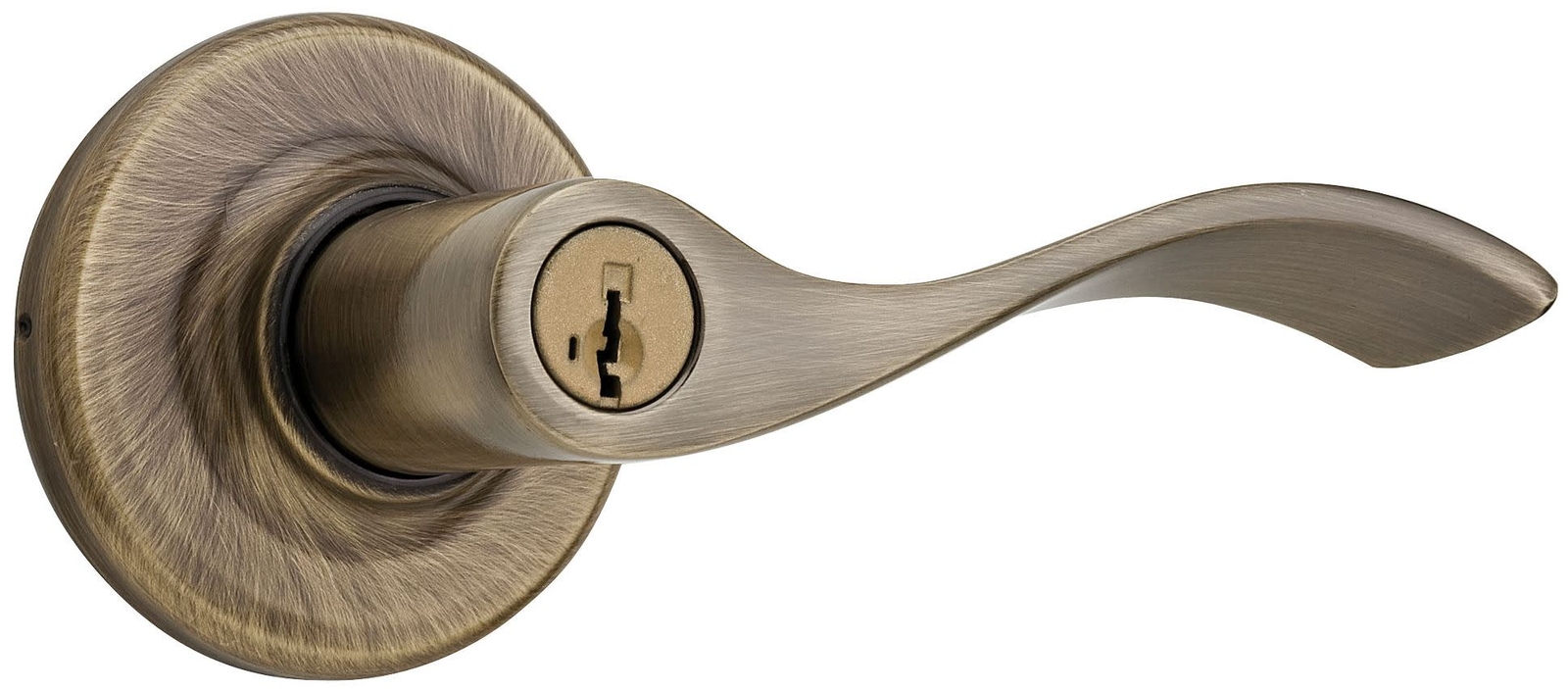 Kwikset 405BL-S Brass Balboa Reversible Keyed Entry Door Leverset With Smartkey