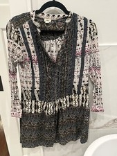 Anthropologie Long Sleeve Floral Patterned Shift Dress w Button-Down Front - S