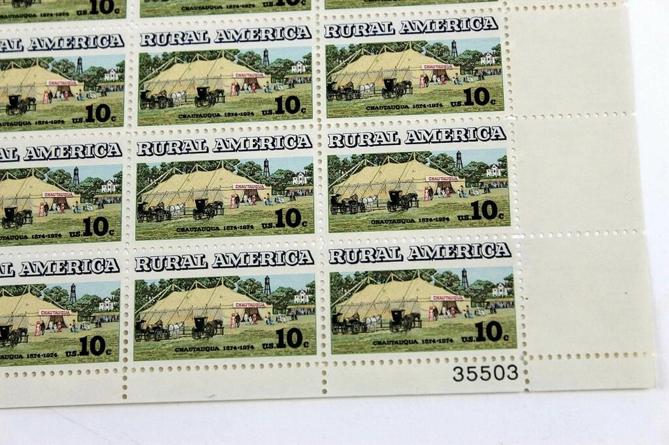 John Falter Signed Sheet of Stamps 1974 USPS Rural America Chautauqua - Image 3 of 3