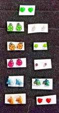 Girl's Teen's Earring Unicorns Heart Lady Bugs Lot of 11 Pairs Variety Pierced