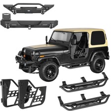 Front Rear Bumper Half Door Side Step Nerf Bar For 1987-1995 Jeep Wrangler Yj