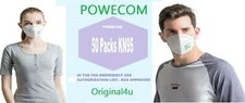  [50 PACK] Powecom KN95 Protective Face Mask BFE 95% PM2.5 Disposable Respirator