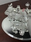 Crystal Or Glass Signed Figurine Soda Bar W/ Two Children Sitting Sharing Soda — photo 8