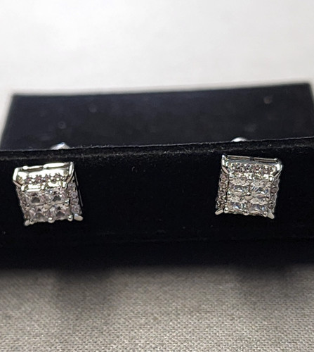 Designs by Gioelli Sterling Silver Cubic Zirconia Square Stud Earrings 8mm