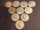 Lot of Ten 1965-69 Kennedy Half Dollars, 40% Silver $5 Face Value