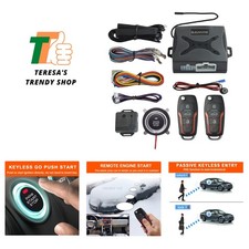 Car Alarm System Push to Start Ignition Kit, PKE Passive Keyless Entry Car Al...