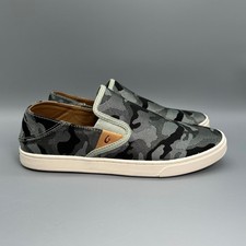 OluKai Pehuea Pa'i Women's Size 9 Shoes Slip On Loafers Gray Black Camo Sneakers