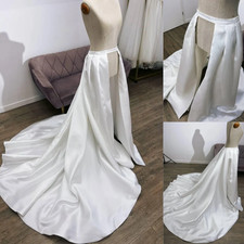 Satin Wedding Detachable Train A Line White Ivory Custom Bridal Skirts Waistband