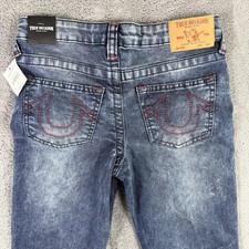 True Religion Jeans Youth Size 12 Blue Geno Relaxed Slim Distressed Denim Ripped