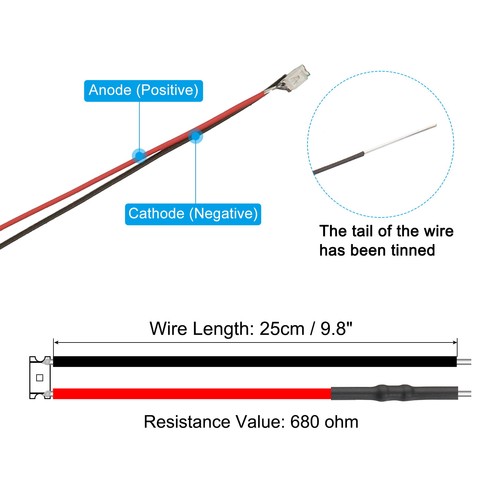 0603 Pre-Wired Micro LED, 24 Pcs 9-12V Emitting Diodes for Model, 9.8 ...