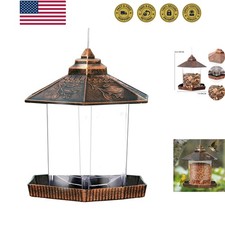 Bird Feeders for Outdoors Hanging, Red Copper Gazebo Bird Feeder for Roof Yar...